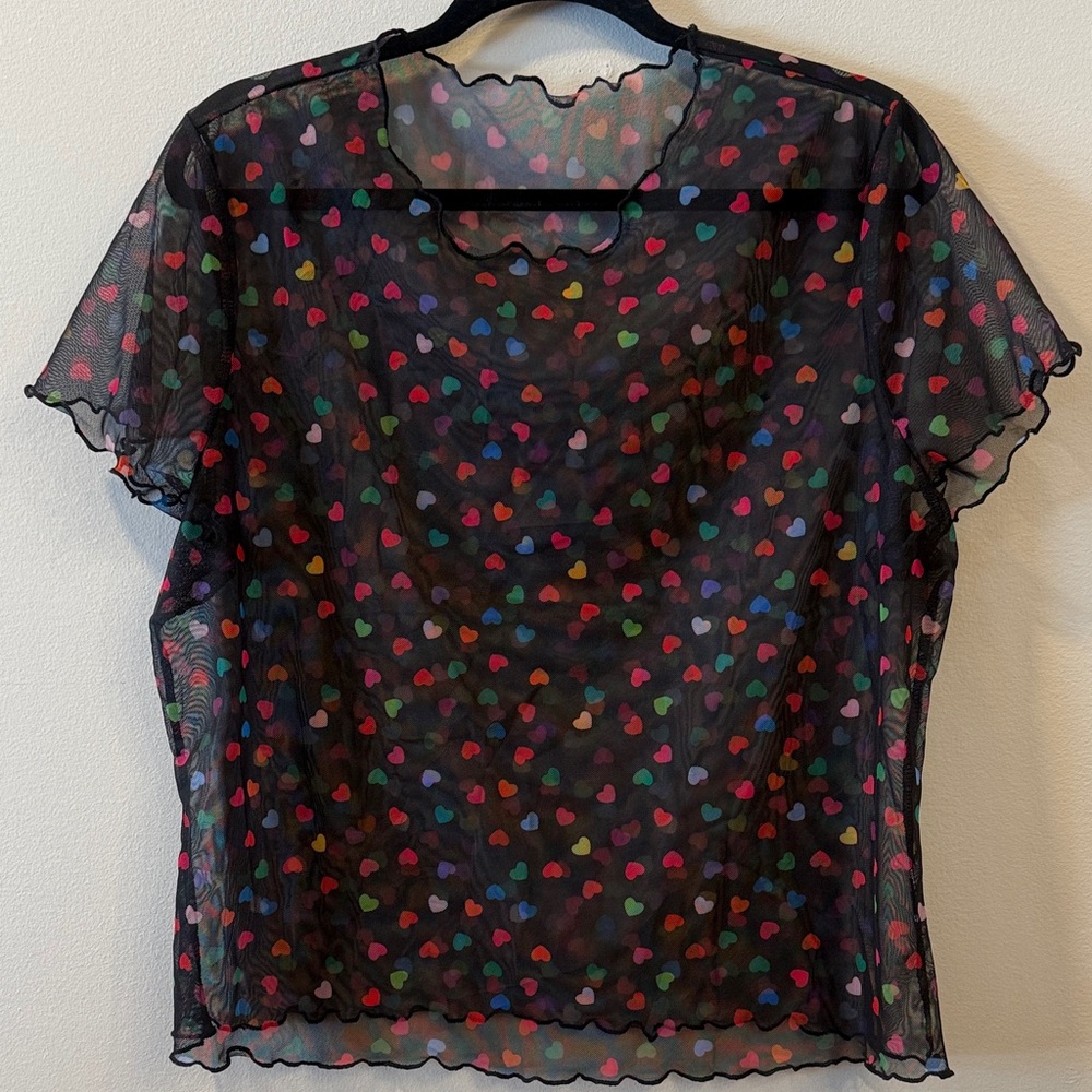 Colorful Hearts Sheer Top